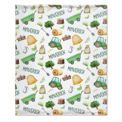 Free Shipping✈️Custom Farm Theme Tractor Baby Name Blanket