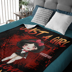 Free Shipping✈️Personalized Name Custom Blanket-Just A Girl Love Horror Movies