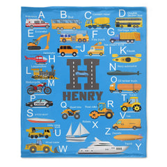 Free Shipping✈️Personalized Engineering Vehicle Kids Blanket with Initials