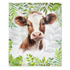 Livraison gratuite✈️Couverture personnalisée pour bébé avec nom personnalisé - Roses aquarelle florales rouges, tournesols, couverture de vache pour animaux de ferme