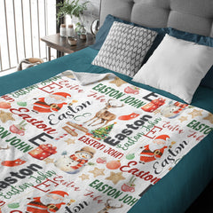 Personalized Christmas Baby Name Pattern Blanket