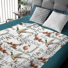 Free Shipping✈️Personalized Baby Blanket, Hunting Blanket,Deer, Mallard Duck  Woodland Baby Name, Country Theme Baby Blanket