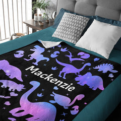 Free Shipping✈️Personalized Custom Dinosaur Name Blanket for Girls Toddler Baby Kids