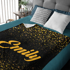 Free Shipping✈️Sparkling Gold Glitter Personalized blanket with Name - Birthday Anniversary Gift