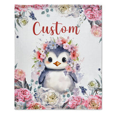 Livraison gratuite✈️Nom personnalisé nom pingouin couverture douce en peluche légère couverture