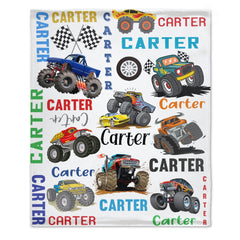 Free Shipping✈️Personalized Name Customized Monster Truck Blanket