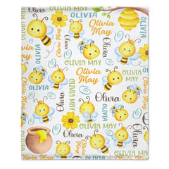 Free Shipping✈️Personalized Honey Bee Name Blanket