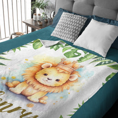 Free Shipping✈️Personalized Customized Name Baby Blanket - Baby Lion