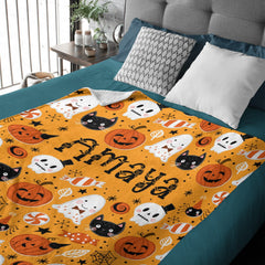 Free Shipping✈️Halloween Name Personalized Custom Blanket - Halloween Gifts