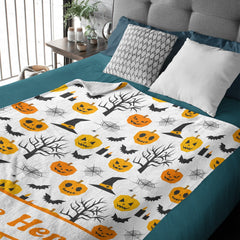 Free Shipping✈️Custom Name with Pumpkin Blanket - Personalized Halloween Blanket