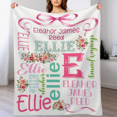 Free Shipping✈️Personalized Custom Name Floral Baby Blanket