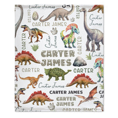 Free Shipping✈️Personalized Dinosaur Baby Blanket-Customized Name for Kids