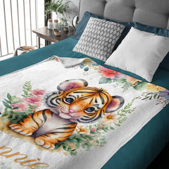 Free Shipping✈️Custom Name Baby Tiger Throw Blanket