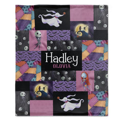 Free Shipping✈️Personalized Halloween Nightmare Before Christmas Baby Name Blanket