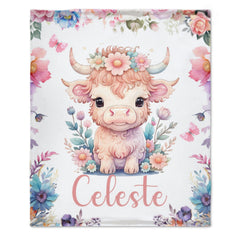 Free Shipping✈️Custom Baby Name Cow Blanket Gift for Girls Boys