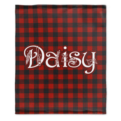 Free Shipping✈️Personalized Buffalo Plaid Christmas Checkered Red Snowflake Name Blanket