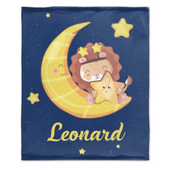 Personalized Baby Boy Moon Lion Blanket