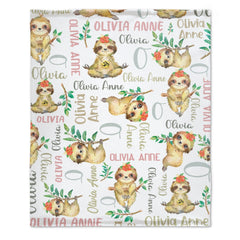 Free Shipping✈️Animal Sloth Personalized Name Baby Blanket