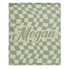 Free Shipping✈️Personalized Checker Pattern in vintage rustic style blanket with Name, Custom blanket gift