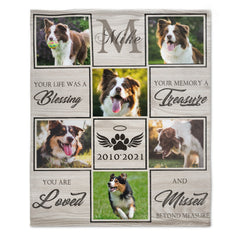 Custom Photo Dog Memorial Blanket - Pet Sympathy Gift