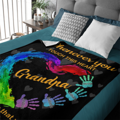 Touchez ce cœur grand-père - Couverture personnalisée - Cadeau d’anniversaire de la fête des pères pour grand-père, papa, papa - Cadeau de la femme, des petits-enfants 