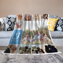 Couverture personnalisée avec nom photo - Cadeau pour la famille 