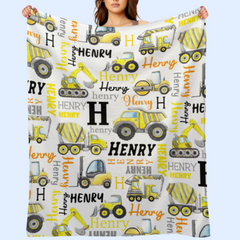 Free Shipping✈️Personalized Name Construction Blanket - Gift for Baby Birthday