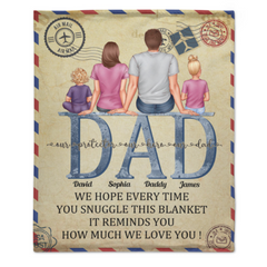 Dad - This Blanket Reminds How Much We Love You - Personalized Blanket - Birthday, Father's Day Gift For Dad, Father, Grandpa, Husband