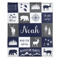 Free Shipping✈️Personalized Baby Toddlers Name Blanket - Woodland Theme