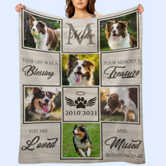 Custom Photo Dog Memorial Blanket - Pet Sympathy Gift