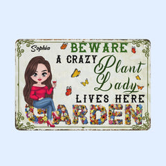 Crazy Plant Lady - New Version - Personalized Metal Sign