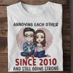 Annoying Since Year Still Going Strong - Personalized Unisex T-Shirt - Gift For Couple, Husband Wife, Anniversary, Engagement, Wedding, Marriage Gift