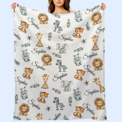 Free Shipping✈️Friends of the Forest Name Custom Blanket - Gift Ideas for Kids