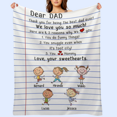 Dear Dad We Love You So Much - Personalized Blanket - Birthday Father's Day Gift For Daddy, Dad, Step Dad - Gift From Kids, Wife