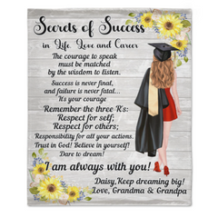 Personalized Clipart Secrets Of Success Graduation Gift Blanket