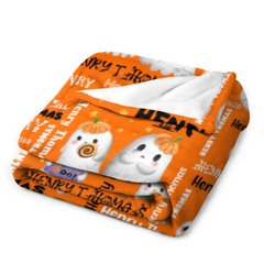 Free Shipping✈️Halloween Cute Ghost Name Custom Blanket - Halloween Gifts