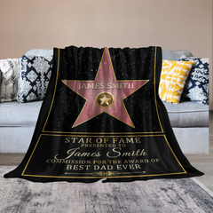 Free Shipping✈️Star Of Fame, Best Mom, Best Dad Of The Year - Family Personalized Custom blanket - Birthday Gift For Mom And Dad