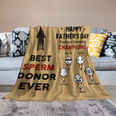 From Your Swimming Champions Happy Father's Day - Gift For Dad, Gift For Father's Day - Personalized Blanket