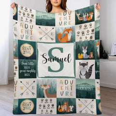 Free Shipping✈️Personalized Name Custom Woodland Nursery Blanket