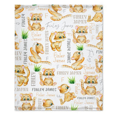 Free Shipping✈️Personalized Name Animal Tiger Baby Blanket