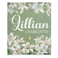 Free Shipping✈️White Lily Floral Personalized Baby Blanket