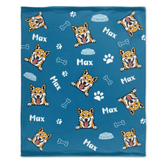 Dog Pattern - Personalized Custom Name Fleece Blanket