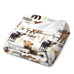 Free Shipping✈️Personalized Cow Baby Blanket, Farm Baby Blanket, Farm Animal Baby Shower Gift