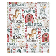 Free Shipping✈️Personalized Farm Animal Blanket - Custom Name - Gift - Farm Blanket