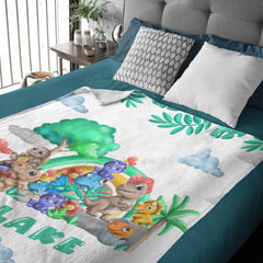 Free Shipping✈️Cute Baby Dinosaur Personalized Custom Blanket - Gifts for Kids