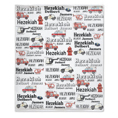 Free Shipping✈️Personalized Emergency Vehicles, Cop car, Fire truck Baby Name Blanket