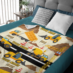 Free Shipping✈️Personalized Name Construction Site Kids Blanket