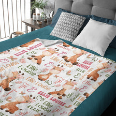 Free Shipping✈️Personalized Name Baby Blanket Animal Giraffe Blanket