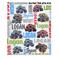 Free Shipping✈️Monster Trucks Personalized Name Baby Blanket