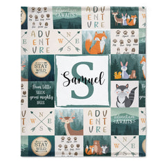 Free Shipping✈️Personalized Name Custom Woodland Nursery Blanket